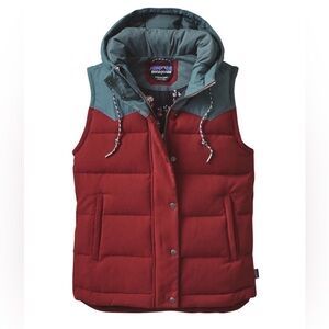 Rare Patagonia Red and Teal Hooded Bivy Vest S/XS